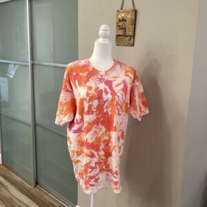 Tie Dye T-Shirt in Pink, Orange and White in Adult Size Large (Unisex).